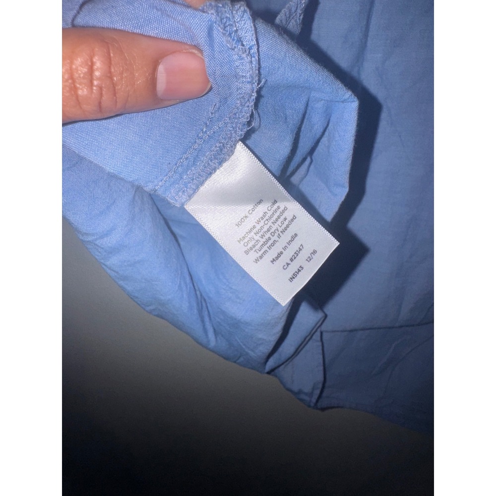 Talbots Woman 2X/1x Blue Cotton Embroidered Tassel Boho Tank Top - Picture 5 of 6
